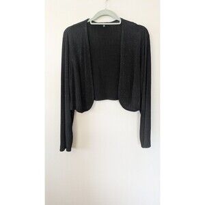 Vintage Y2K Jump Apparel Black Glitter Bolero Shrug 16W Formal Hoco Fairy Grunge